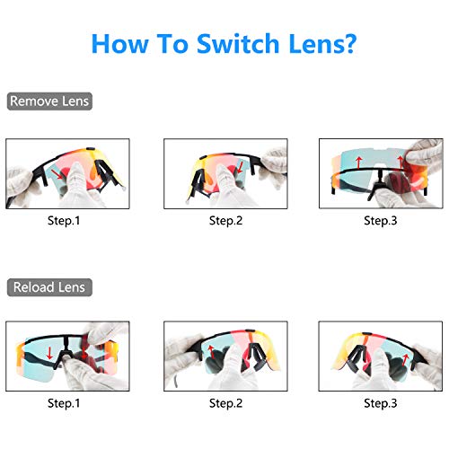 DUDUKING Fietsbril Gepolariseerde Zonnebril met 3 Verwisselbare bril UV400 Bescherming voor Mannen en Vrouwen, voor… - Image 7