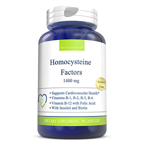 Homocysteine 1400mg Factors 90 Count with Vitamin B12, B1, B2, B3 Supreme Defense and Folic Acid 400mcg by BoostCeuticals