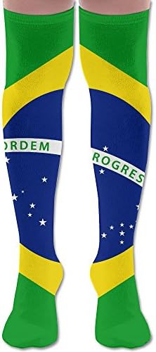 Vicrunning Flag Of Brazil Polyester Cotton Over Knee Leg High Socks Personalised Unisex Thigh Stockings Cosplay Boot Long Tube Socks For Sports Gym Yoga Hiking Cycling Running Nurses