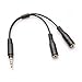 BESSKY 3.5mm Stereo Audio Male to 2 Female Headset Mic Y Splitter Cable Adapter