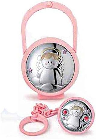 Juego caja para chupete y broche Bimba Cod.ae0441r con placa de plata: Amazon.es: Bebé