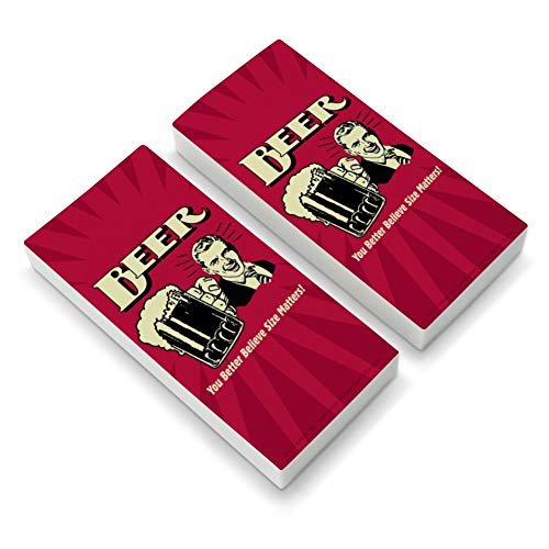 Beer You Better Believe Size Matters Funny Humor Retro Eraser Set of 2
