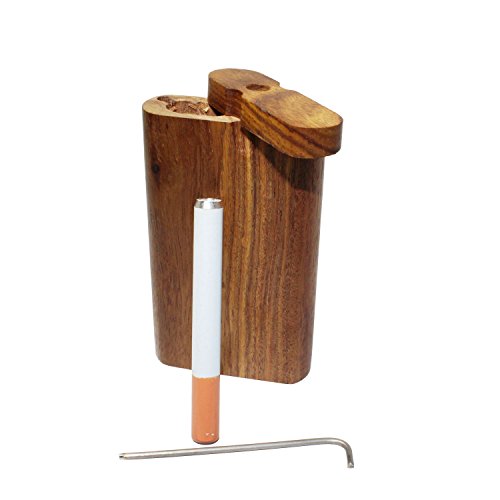 Raw Natural Wood Stash Box with Metal Rod and Cleaning Tool