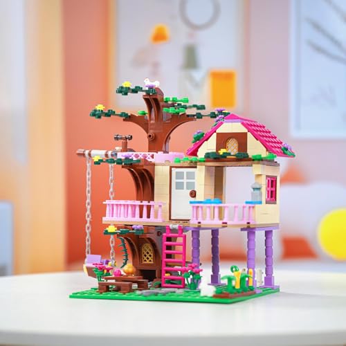 Uniiking® Tree House Building Set Compatible with Le-go Friends, 504 PCS Forest House Building Kit Birthday Gift for Kids Girls Boys Age 6+ Years