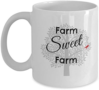 Farmhouse style mug from The Cool Cosmo- Farm Sweet Farm- Coffee or tea cup for him or her, man or woman- Makes the perfect Christmas, birthday or anytime gift!