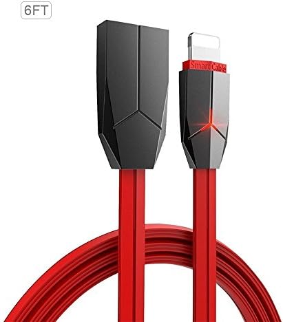 iPhone Charger, ASMOTIM LED Indicator Light Power Supply Line Zinc Alloyed Connector Lightning Cable Fast Charger 6ft USB Charging Cord for iPhone X/8/8P/7/7P/6/6S/iPad Air iPod (Red)