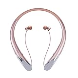 ZSW Tech Bluetooth Headphones, Wireless Retractable Earbuds Neckband Headset Sports Sweatproof Earphones with Mic (2017 Upgraded Version, 15 Hours Play Time, Rose)