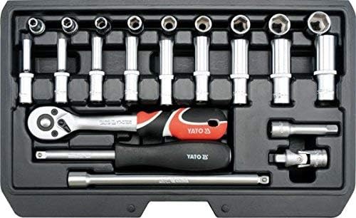 YATO YT-14451 - Socket Set 1/4 "23pcs, Chrome, Variety pack