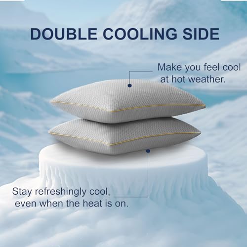 Moonrite King Cooling Pillows 2 Pack,Shredded Memory Foam Pillow 50x90cm | Adjustable Bed Pillows for Side/Back/Stomach Sleepers, Removable Washable Breathable Cover,Grey