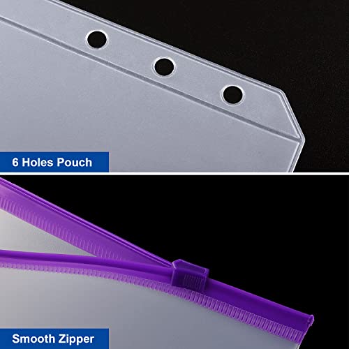 12 Pack Binder Pockets A6 Size 6 Holes Punched Zipper Folders Binder