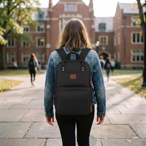 MATEIN 15.6 Inch Laptop Picnic Backpack with Thermal Lunch Compartment, Women's Waterproof Work Backpack, Lunch Backpack for Office, Camping and Travel, Black