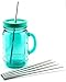 4 Pack Cocostraw for Aladdin Mason Jar 32 oz Tumbler PerfectFIT 18/8 Stainless Steel Drinking Straws With Cleaning Brush