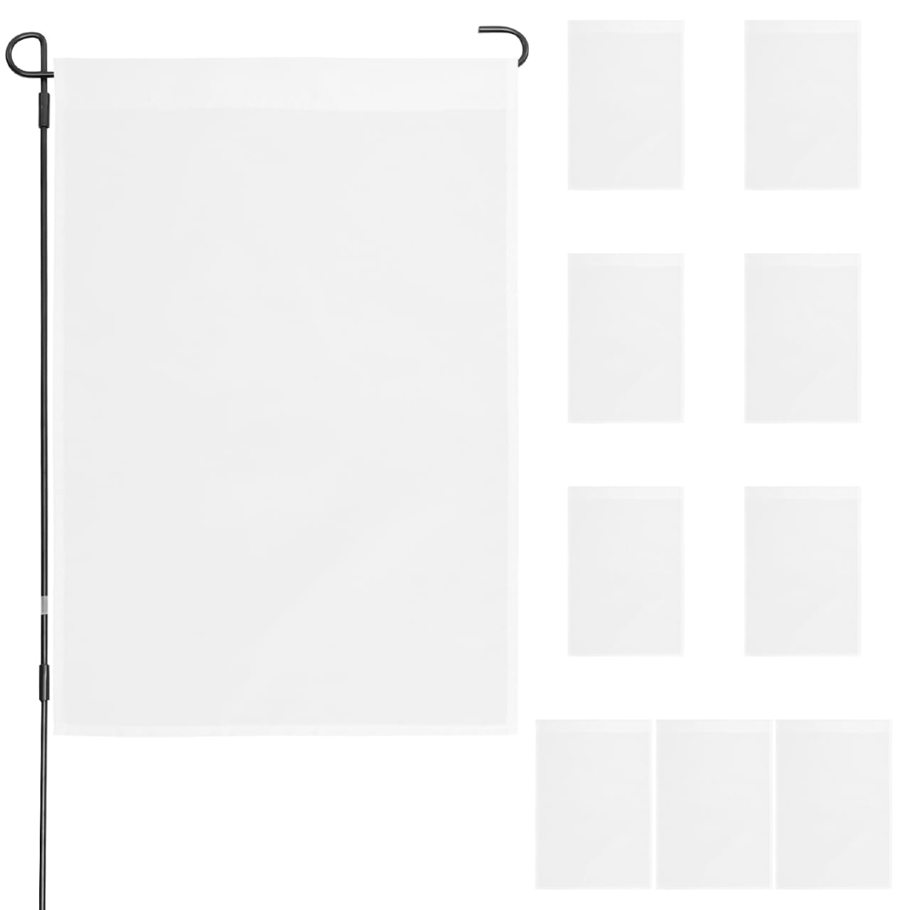 OFFSCH 10pcs Blank White Garden Flag DIY Personalized Craft Banner for Custom Outdoor Yard Decoration Sign Design