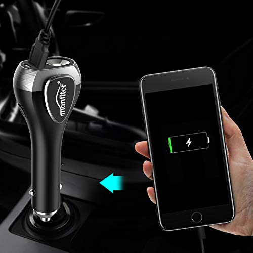 Manfiter Car Charger for Emergency Tool for Car Window Breaker & Seatbelt Cutter, 2-Mode LED Flashlight, Red SOS Beacon & Emergency alarmer, USB Charger 2200 mAh Power Bank 7-in-1 Escape Device