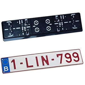 Nummerplaathouder ZWART ABS MET BOORD voor nummerplaat 520x110mm BELGIË