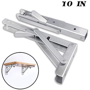 Folding Shelf Brackets - Heavy Duty Stainless Steel Collapsible Shelf Bracket for Bench Table, Space Saving DIY Bracket, Max Load: 550lb （Long：10