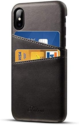 Airart iPhone X iPhone XS Leather Case with Cards Holder, Premium Vintage Wallet Case, Ultra Slim Professional Executive Snap On Back Cover Compatible iPhone X/XS - Black