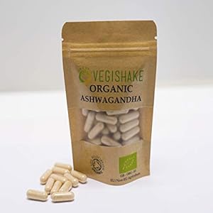 Organic Ashwagandha Vegan Pullulan Capsules Indian Ginseng Herbal Supplement (30 Capsules)