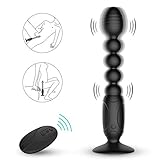 Vibrating Anal Beads Vibrator Prostate Massager - Adorime Waterproof G-spot Vibrators Anal Butt Plugs with 10 Modes and Hands-Free Suction Cup, Sex Toys for Men Women and Couples.