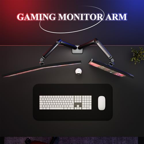 ETHU Dual Monitor Arm, Adjustable Gas Spring Monitor Stand Support 13-32 Inch and 9kg Screen, Full Motion Computer Monitors Mount, LED/LCD Display Arm, VESA Pattern 75x75/100x100 Dual Arm Black
