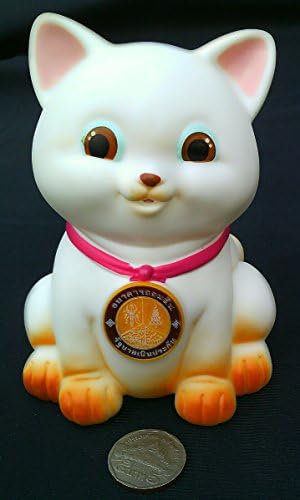 Toys! Piggy bank (5'') design ''Cute white cat '', Product From " Government Savings Bank" in Thailand and famous.