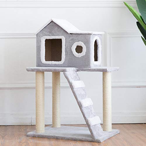 COZ Cat Tree House with Ladder, Cat Tower Sisal Scratching Posts with Jump Platform, Cat Condo