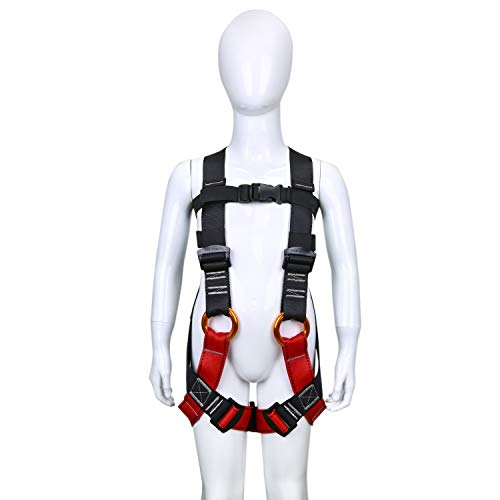 WILDKEN Kids' Climbing Harness Youth Harness Full Body Zipline Safety Harness for Mountaineering Outward Band Expanding Training Rock Climbing Rappelling Equip (Black)