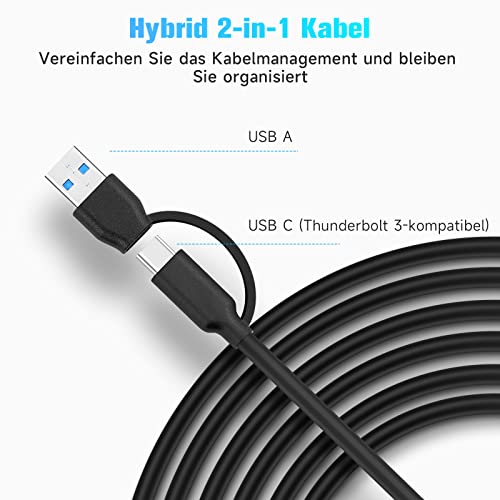 USB Powered Hub, RSHTECH 7 Ports USB 3.2/USB C Hub with USB-A 3.2 to 10Gbps, 2 USB-C 3.2, 4 USB 3.0 Ports to 5Gbps, USB C Hub Aluminum Data Cable 1m, Power Supply 24W, RSH-A107C