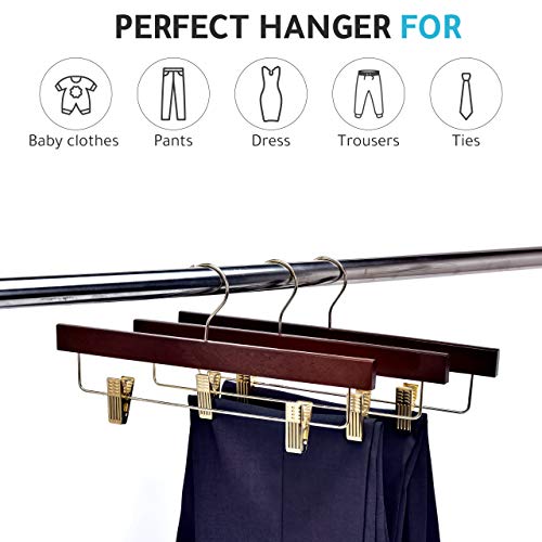 Quality Wooden Pants Hangers Skirt Hanger Jeans Hanger Bottom Hanger, Swivel Hook, Adjustable