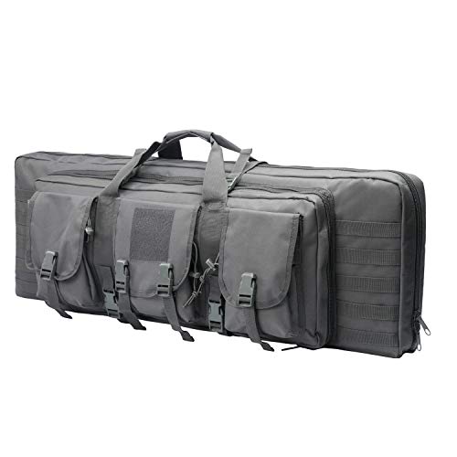 XWLSPORT AK47/AR16 Tactical Rifle Case Double Carbine Bag Outdoor Molle Deluxe Double Rifle Gun Bag Padded Long Gun Case & Rifle Storage Backpack(2 Sizes and 6 Colors to chooese from) (Grey, 42inch)