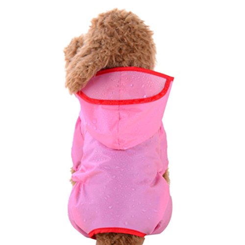 Sunward Dog Raincoat Waterproof Puppy Jacket Pet Rainwear Clothes Slicker For Small Dogs/Cats (Pink, M)
