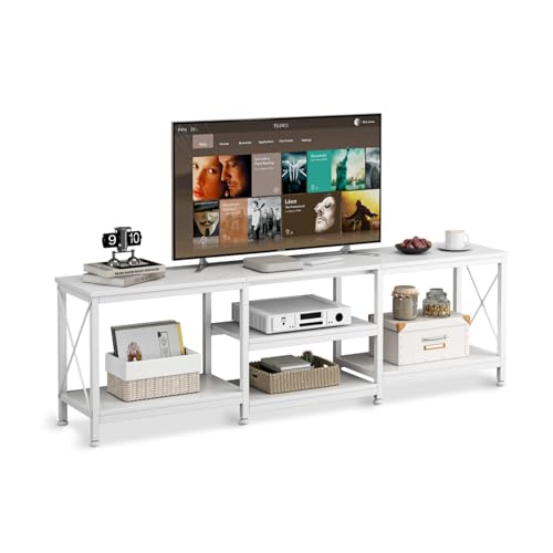 Jubestry TV Table with Shelves Up To 75 Inch Entertainment Center and TV Console Table for Home Living Room 180 * 40 * 60cm White