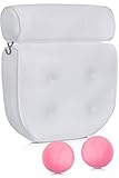 Luxury Spa Bath Pillow with 2 Bath Bombs – Bathtub Support for Back, Head and Shoulders - 4 Extra Large Suction Cups – Great Hot Tub Jacuzzi Accessory by Dr. Maya