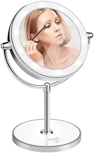 YCP Double-Sided Lighted LED Makeup Mirror, 1x/10x Magnification, Vanity and Travel Mirror, makeup mirror 13-inch Height, Polished Chrome Finish