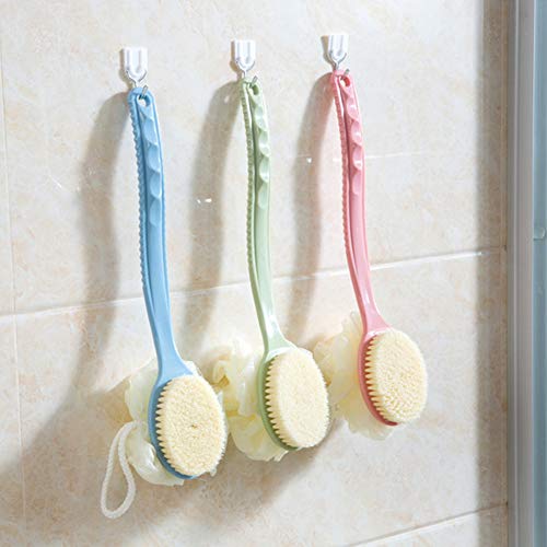 Houkiper Body Bath Shower Brush with Bristles and Loofah Sponge Back Scrubber Bath Mesh Sponge with Curved Long Handle for Skin Exfoliating Bath Massage Suitable for Wet or dry, Men and Women - Thumbnail 7