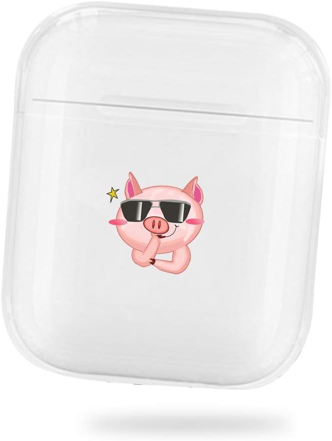 Fifet Case Cover for AirPods- Pig Pattern Printed Clear Design 360°Protective Transparent PC Case Cover Fit For Apple Airpods pro 2 & 1 Transparent