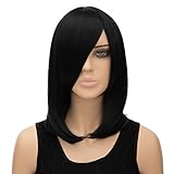 Alacos 40cm Short Bob Style Straight Side Parting Night Club Daily Basic Natural Soft Heat Resistant Wig for Woman + Wig Cap