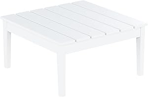 WestinTrends Ashore Outdoor Coffee Table, 32 Inch All Weather Poly Lumber Adirondack Patio Coffee Table Square Low Table, White