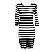 YXTech Women Summer Striped Sexy Dress 3/4 Sleeve Casual Knee Length Dress (M, Black)