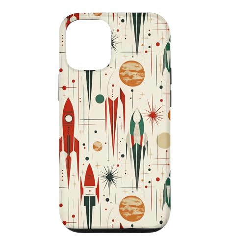 Atomic Space Rocket & Planet Pattern - Retro Futuristic Case for iPhone 12/12 P…