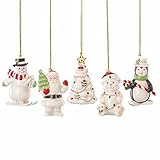 Lenox Very Merry Christmas Ornament Set 5 PC Snowman Penguin Santa Tree Bear