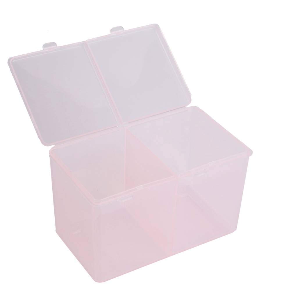 2 Grids Plastic Cotton Pads Holder Container Nail Polish Glitter Powder Organizer Storage Box Manicure Tool Cosmetics Makeup Cotton Swab Holder