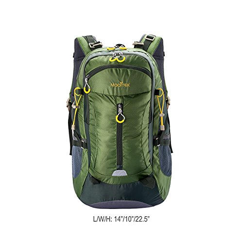 MOOITEK Hiking Backpack 50L, Comfortable Detachable Back-Support System, Weekend Pack Water Resistant Rain Cover & Laptop Compartment, for Camping, Travel, Hiking (Green)