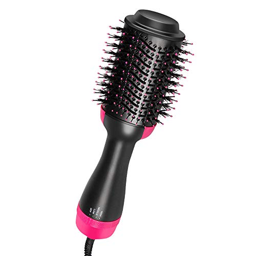 One Step Hair Dryer & Volumizer,Negative Ion Hot Air Brush, Styling Hair Dryer Brush,Ceramic Electric Blow Dryer Brush for All Hair Types with 2Pcs Hair Clip