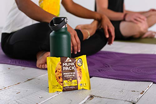 Munk Pack Vegan Protein Cookie | 18 Grams of Protein | Vegan, Gluten-Free, Dairy-Free, Soy-Free, Soft Baked | 2.96oz (Peanut Butter Chocolate Chip, Pack of 12)