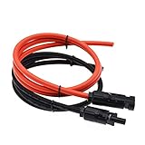 Super Cloud 1 Pair Black + Red 10AWG(6mm²) Solar Connector Solar Adaptor Cable Solar Panel Extension Cable Wire Solar Connector Solar Extension Cable with Female and Male Connectors (3 FT)