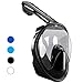 Full Face Snorkel Mask, Snorkeling Mask for Adults and Kids with Detachable Camera Mount,180 Degree Large View Dry Top Set Anti-Fog Anti-Leak (Black-for Adult, L/XL)