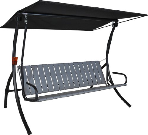 Angerer Freizeitmöbel GmbH Hollywoodschaukel Primero - Gartenschaukel Made in Germany - Schaukel zum Sitzen, Liegen und Entspannen - mit Bett-Funktion - einfache Montage (Grün-Beige-Gelb Gemustert) – Bild 4