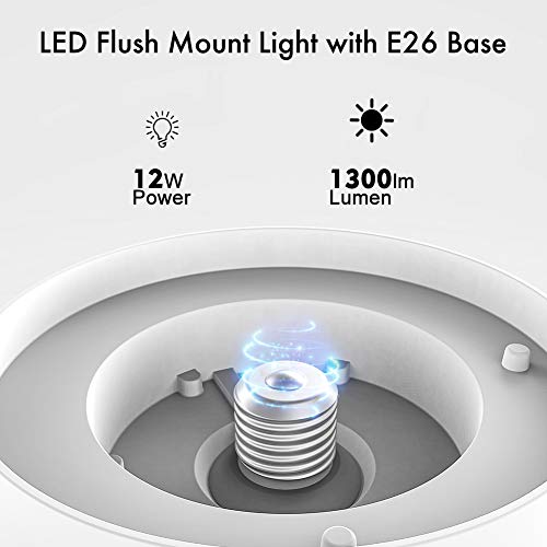 BULBEATS 7" LED Ceiling Light Round Flush Mount Light with Pull Chain