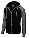 IDARBI Men's Raglan & Solid Long Sleeve Zip Up Hoodie Jacket